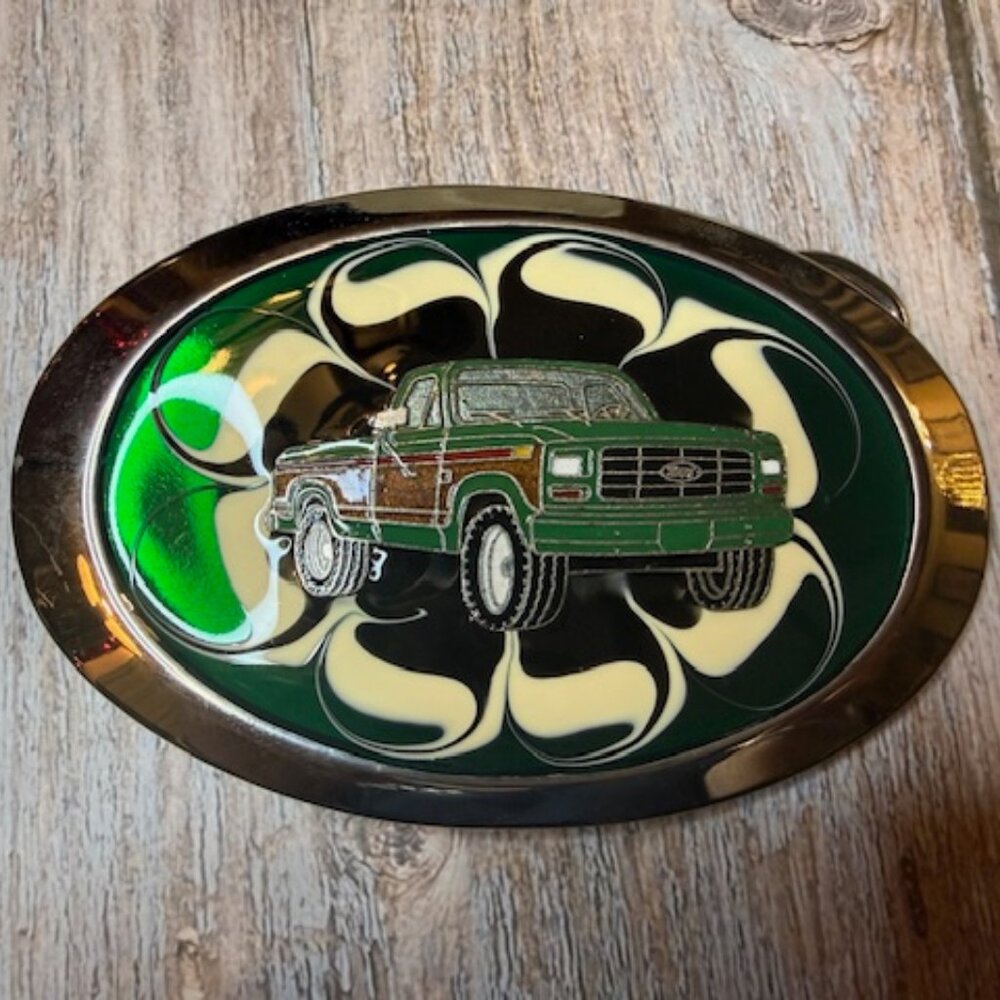 Vintage Epoxy Belt Buckle – Ford F-Series Pickup Truck – New Old Stock – 1980s